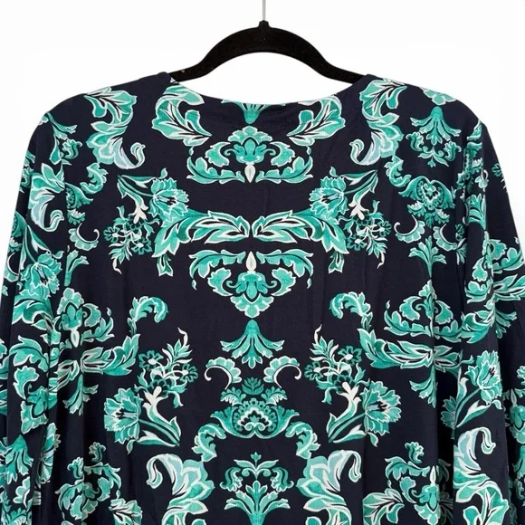 JM Collection 3/4 Sleeve Paisley Turquoise Lace-Up Tunic Top 1X – NWT - Picture 8 of 13
